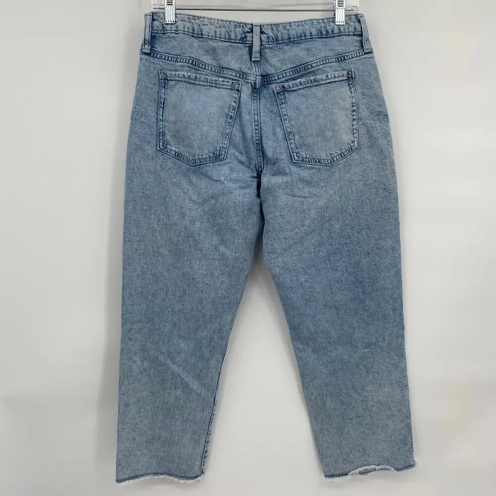 Gap Kids Girlfriend Distressed Knees Loose Jeans Light Wash 18 Plus